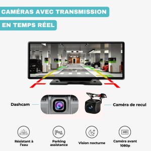 Système double caméra voiture dashcam avant 4K et recul vision nocturne